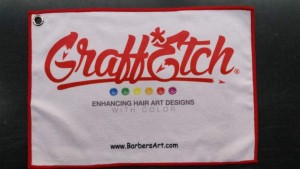 Graff*Etch hand towel with clip